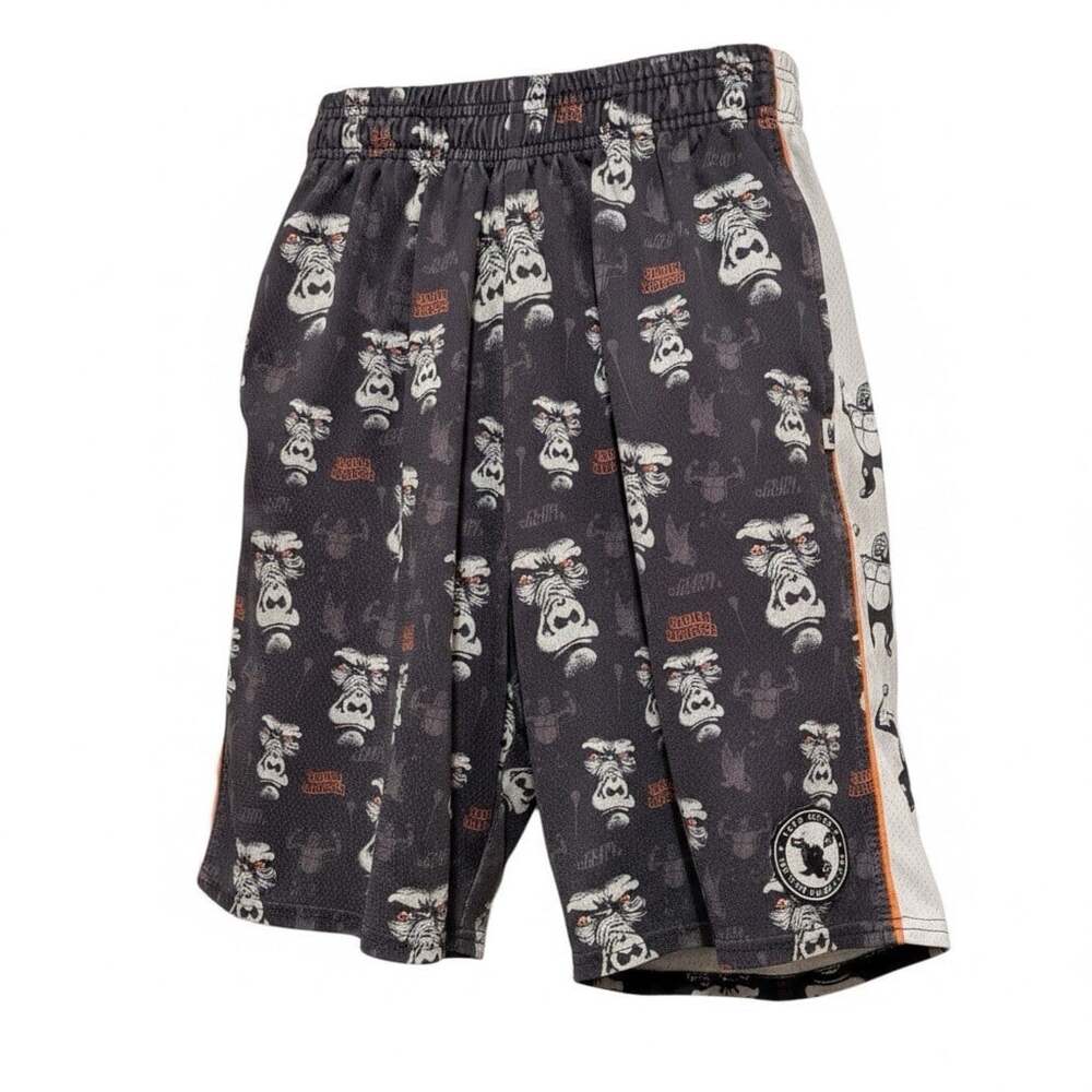 FLOW SOCIETY Lacrosse Youth Medium Black Gorilla Graphic Athletic Shorts
